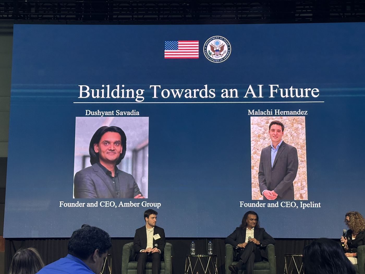 Slide naming Dushyant Savadia of Amber Group and Malachi Hernandez of Ipelint